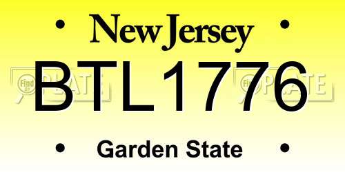 BTL1776 New Jersey License Plate