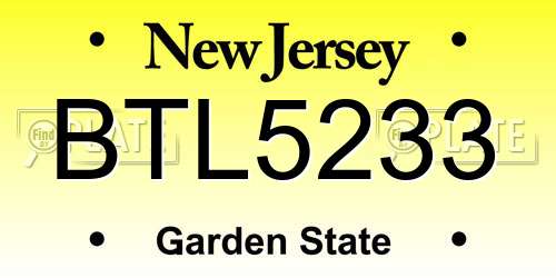 BTL5233 New Jersey License Plate