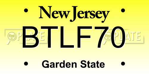 BTLF70 New Jersey License Plate