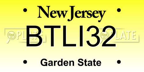 BTLI32 New Jersey License Plate