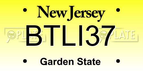 BTLI37 New Jersey License Plate