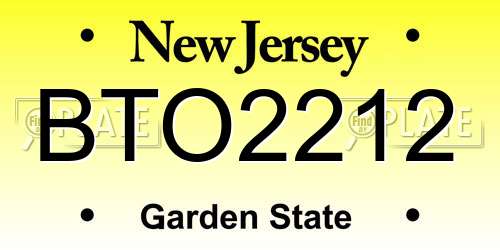 BTO2212 New Jersey License Plate