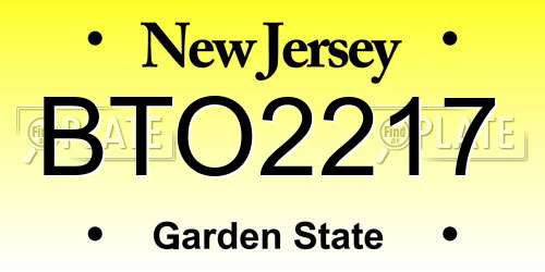 BTO2217 New Jersey License Plate