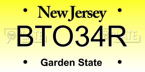 BTO34R New Jersey License Plate