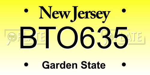 BTO635 New Jersey License Plate