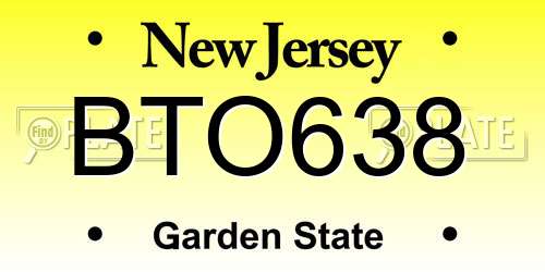 BTO638 New Jersey License Plate
