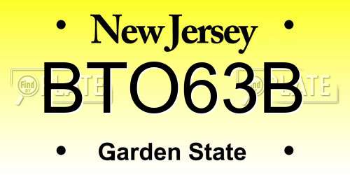 BTO63B New Jersey License Plate