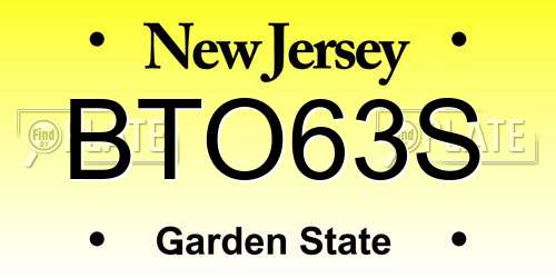 BTO63S New Jersey License Plate