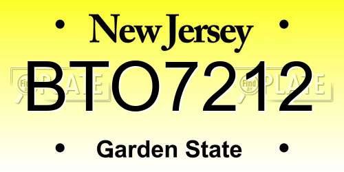 BTO7212 New Jersey License Plate