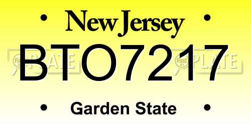 BTO7217 New Jersey License Plate