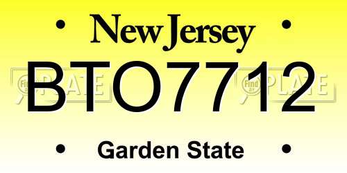 BTO7712 New Jersey License Plate