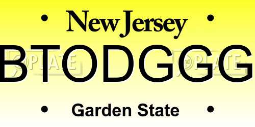 BTODGGG New Jersey License Plate