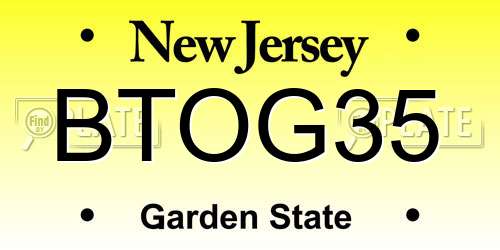 BTOG35 New Jersey License Plate
