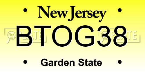 BTOG38 New Jersey License Plate