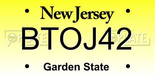 BTOJ42 New Jersey License Plate