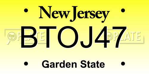 BTOJ47 New Jersey License Plate