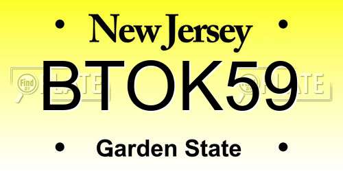 BTOK59 New Jersey License Plate