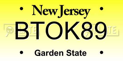 BTOK89 New Jersey License Plate
