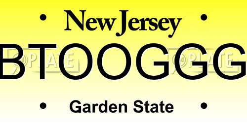 BTOOGGG New Jersey License Plate