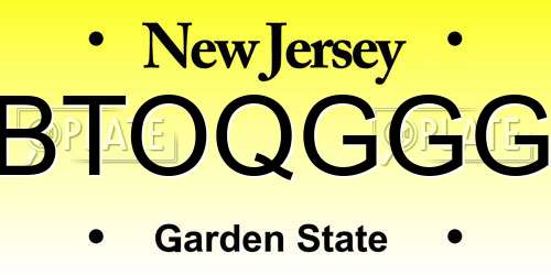 BTOQGGG New Jersey License Plate