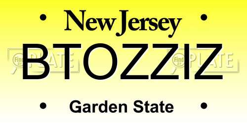 BTOZZIZ New Jersey License Plate