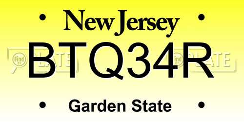 BTQ34R New Jersey License Plate