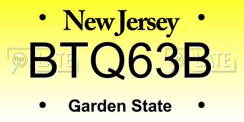 BTQ63B New Jersey License Plate