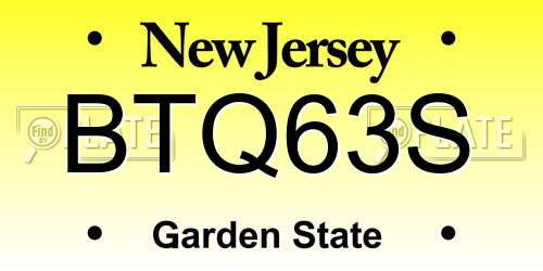 BTQ63S New Jersey License Plate