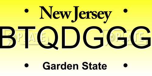 BTQDGGG New Jersey License Plate