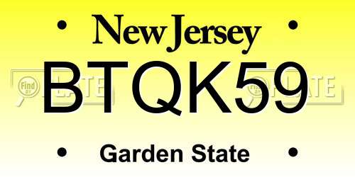 BTQK59 New Jersey License Plate