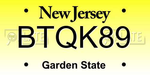 BTQK89 New Jersey License Plate
