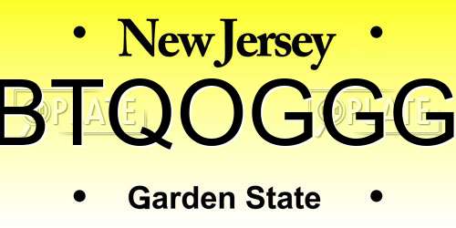 BTQOGGG New Jersey License Plate