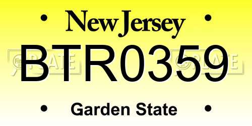 BTR0359 New Jersey License Plate