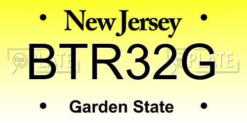 BTR32G New Jersey License Plate