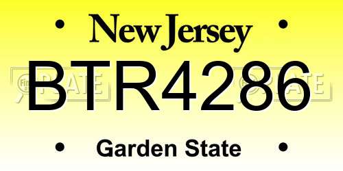 BTR4286 New Jersey License Plate