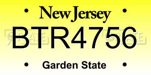 BTR4756 New Jersey License Plate
