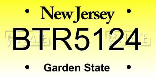 BTR5124 New Jersey License Plate