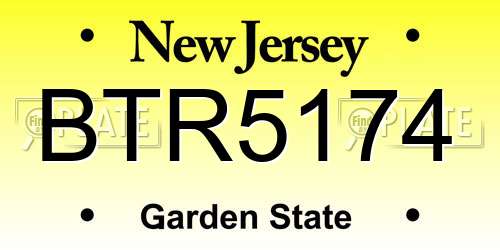 BTR5174 New Jersey License Plate