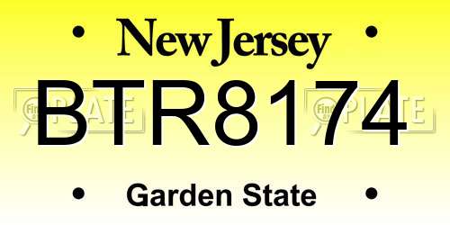 BTR8174 New Jersey License Plate