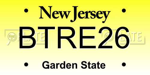 BTRE26 New Jersey License Plate