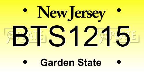 BTS1215 New Jersey License Plate