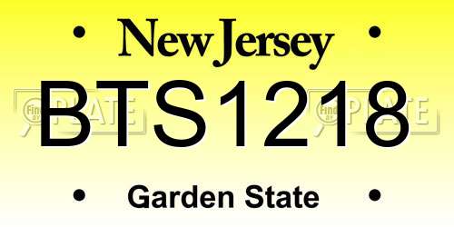 BTS1218 New Jersey License Plate