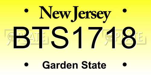 BTS1718 New Jersey License Plate