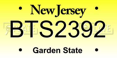BTS2392 New Jersey License Plate