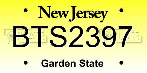 BTS2397 New Jersey License Plate