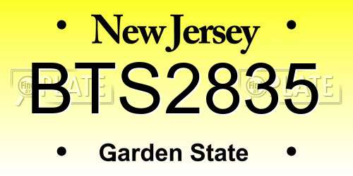 BTS2835 New Jersey License Plate