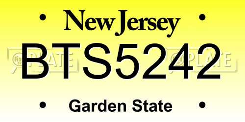 BTS5242 New Jersey License Plate
