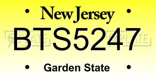 BTS5247 New Jersey License Plate