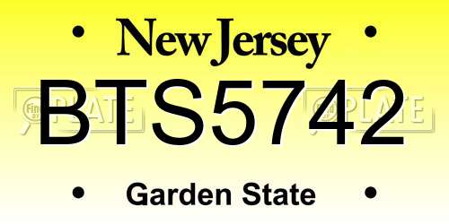BTS5742 New Jersey License Plate