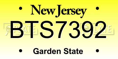 BTS7392 New Jersey License Plate